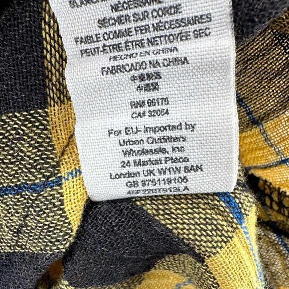 Free People Gauzy Plaid Lace Up Button Down Top Yellow Size S - Picture 8 of 9